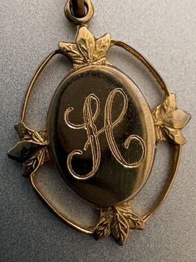 Gold-Tone Oval 'H' Monogram Locket Necklace